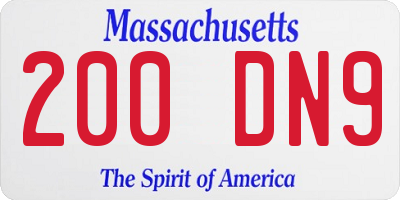 MA license plate 200DN9