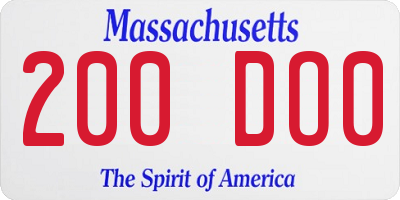 MA license plate 200DO0