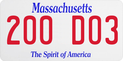 MA license plate 200DO3