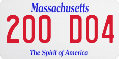 MA license plate 200DO4