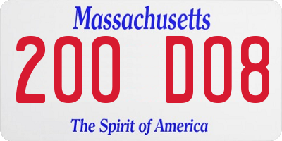 MA license plate 200DO8