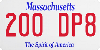 MA license plate 200DP8
