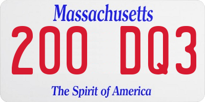 MA license plate 200DQ3