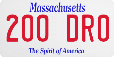 MA license plate 200DR0