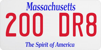 MA license plate 200DR8