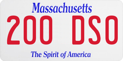 MA license plate 200DS0