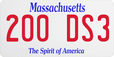 MA license plate 200DS3