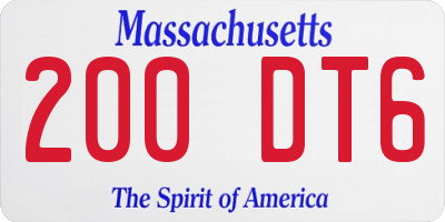MA license plate 200DT6