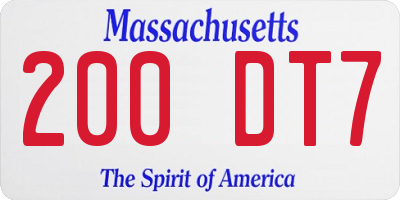 MA license plate 200DT7