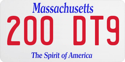 MA license plate 200DT9