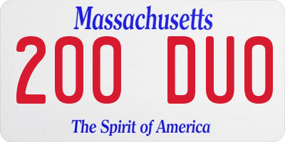 MA license plate 200DU0