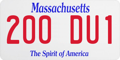 MA license plate 200DU1