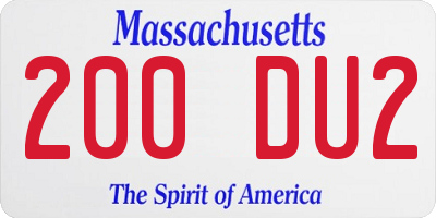 MA license plate 200DU2