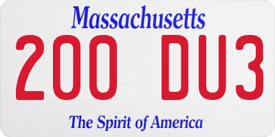 MA license plate 200DU3