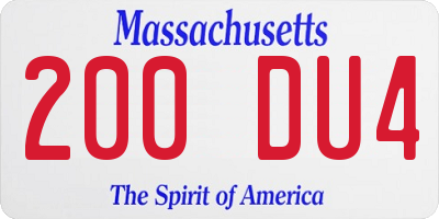 MA license plate 200DU4