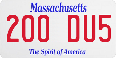 MA license plate 200DU5