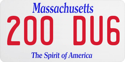 MA license plate 200DU6