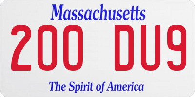 MA license plate 200DU9
