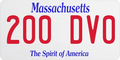 MA license plate 200DV0