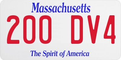 MA license plate 200DV4