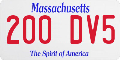 MA license plate 200DV5