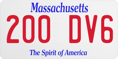 MA license plate 200DV6