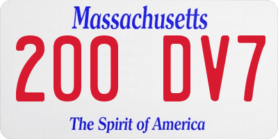 MA license plate 200DV7