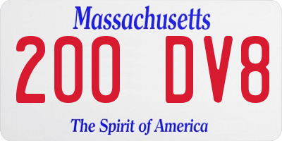MA license plate 200DV8