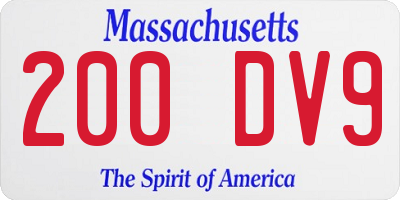 MA license plate 200DV9