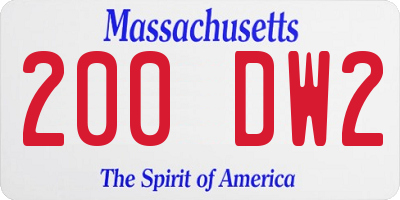 MA license plate 200DW2