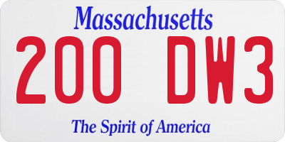 MA license plate 200DW3