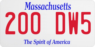 MA license plate 200DW5