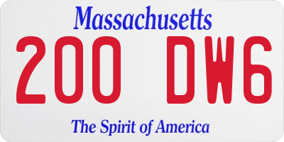 MA license plate 200DW6