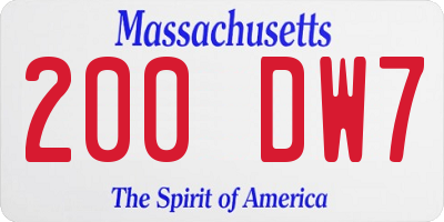 MA license plate 200DW7