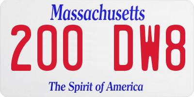 MA license plate 200DW8