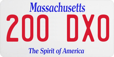 MA license plate 200DX0