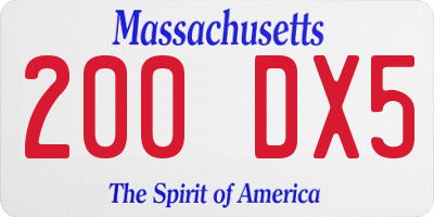MA license plate 200DX5