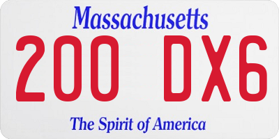 MA license plate 200DX6