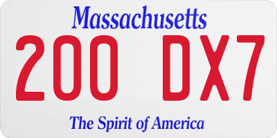 MA license plate 200DX7