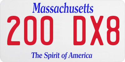 MA license plate 200DX8