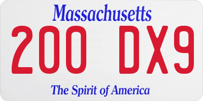 MA license plate 200DX9