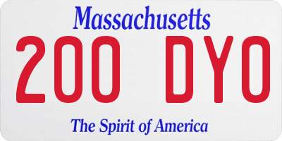 MA license plate 200DY0