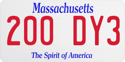 MA license plate 200DY3