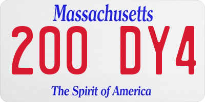 MA license plate 200DY4