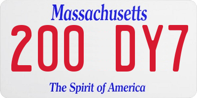 MA license plate 200DY7