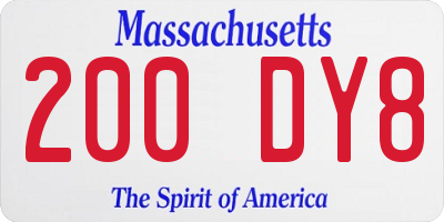 MA license plate 200DY8
