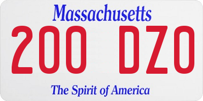 MA license plate 200DZ0