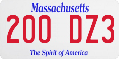MA license plate 200DZ3