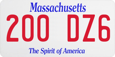 MA license plate 200DZ6