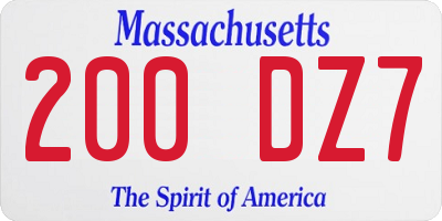 MA license plate 200DZ7